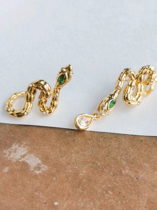Alexis Bittar Jewelry - Alexis Bittar Aquatic Dreams Snake Green Crystal Earrings Gold